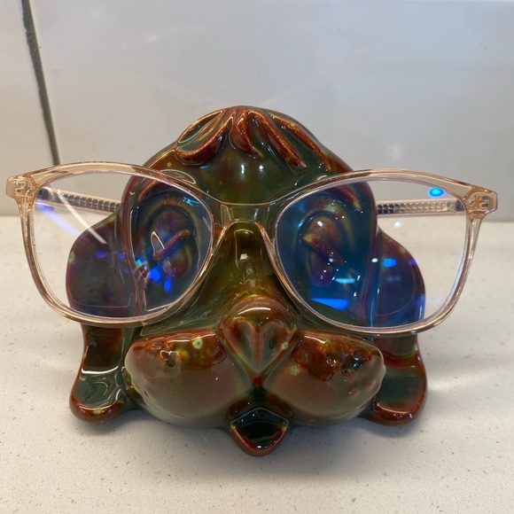 Hound Dog Head Figurine Eye Glasses Holder MCM Arnel’s Pottery Ceramic Green - Picture 1 of 13